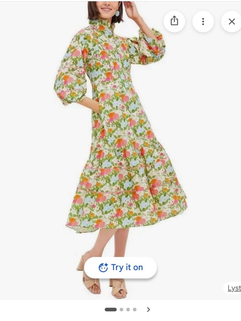 Tuckernuck Hyacinth House Floral Cotton Midi Dress in Pink & Green NWT XS - Picture 10 of 11